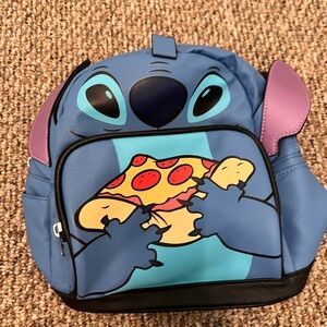 Stich eating pizza backpack